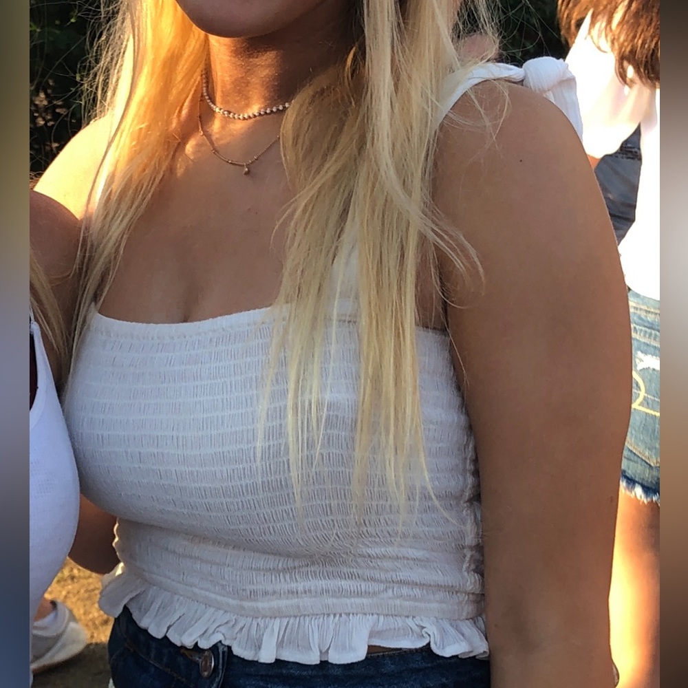 white tie smocked top